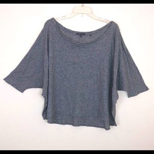 VINCE Womens Gray Bateau Neckline Cropped Tshirt Size Large